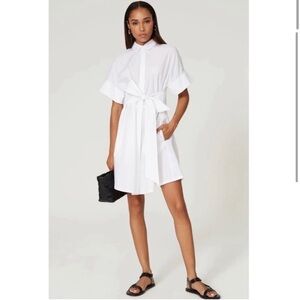 Emporio Armani White Cotton Poplin Shirt Dress